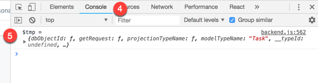 Step four and five, navigating to the console tab and then taking notice of a new variable.